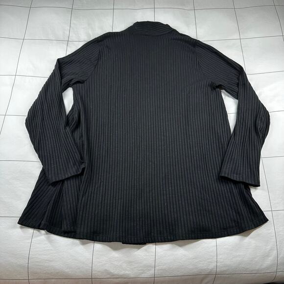 Eileen Fisher Sweater Womens Small Black Ribbed Knit Open Cardigan Long Sleeve - Picture 2 of 6